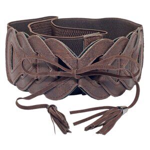 2844 Evogues Plus Size Braided Look Elastic Fashion Belt Brown- One